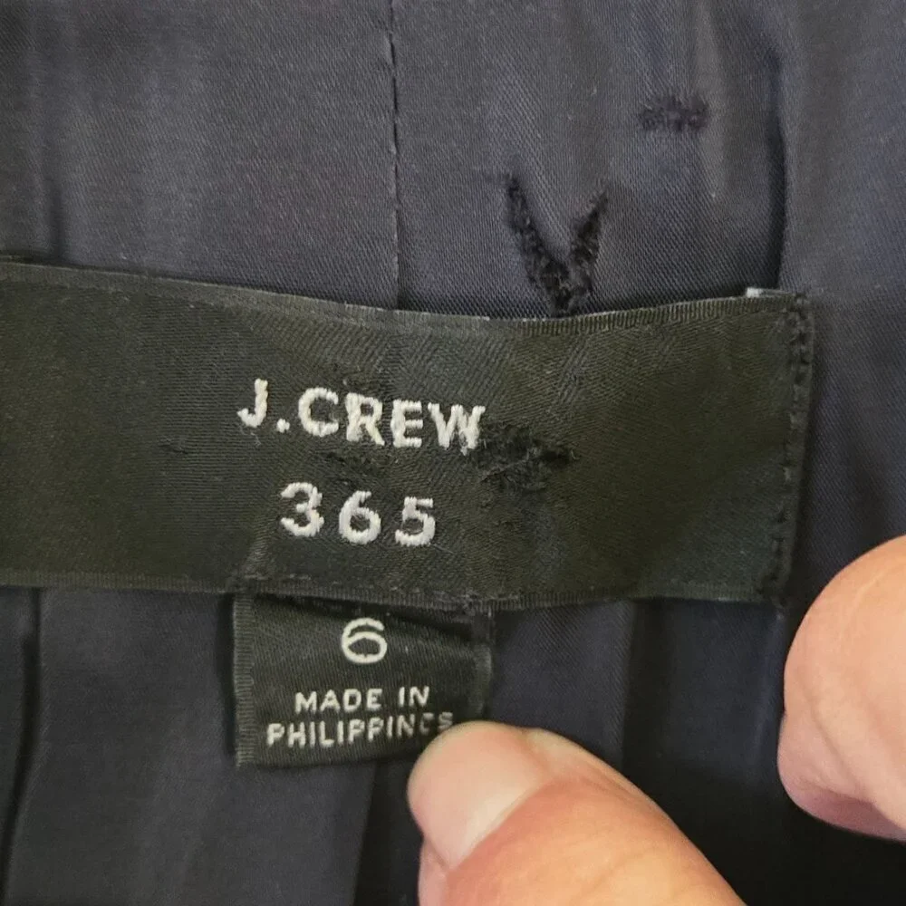 J. Crew 365 Going Out Blazer Stretch Twill Open Front Collarless Black Size 6